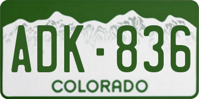 CO license plate ADK836