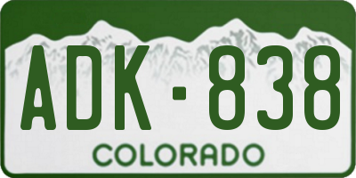 CO license plate ADK838