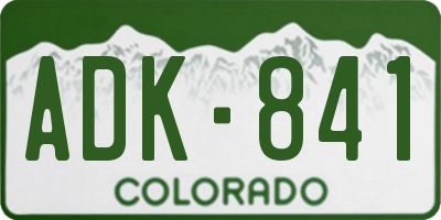CO license plate ADK841