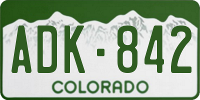CO license plate ADK842