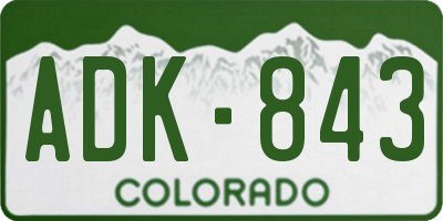 CO license plate ADK843