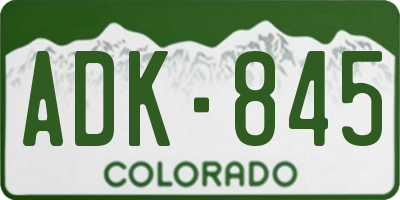 CO license plate ADK845