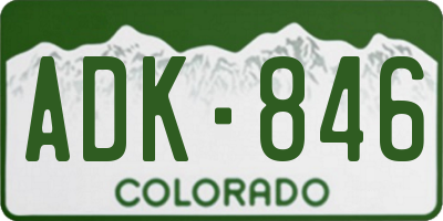 CO license plate ADK846