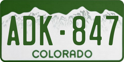 CO license plate ADK847
