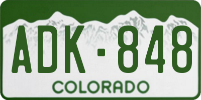 CO license plate ADK848