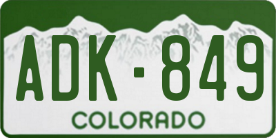 CO license plate ADK849