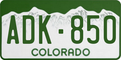 CO license plate ADK850