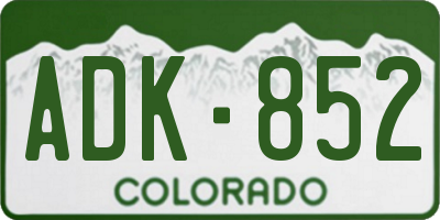 CO license plate ADK852