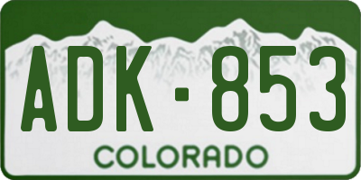 CO license plate ADK853