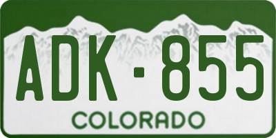 CO license plate ADK855