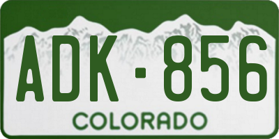 CO license plate ADK856