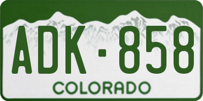 CO license plate ADK858
