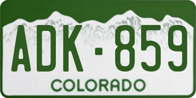 CO license plate ADK859