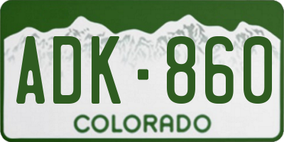 CO license plate ADK860