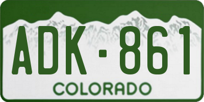 CO license plate ADK861