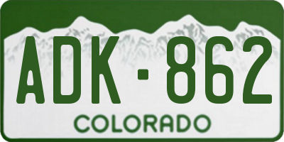 CO license plate ADK862