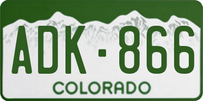 CO license plate ADK866