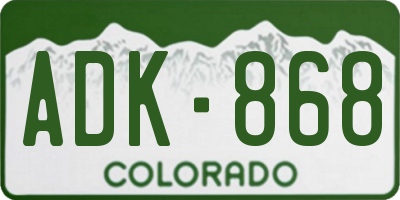 CO license plate ADK868