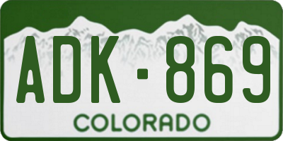 CO license plate ADK869