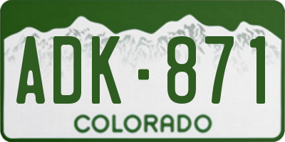 CO license plate ADK871