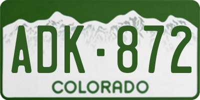 CO license plate ADK872