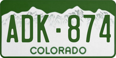 CO license plate ADK874