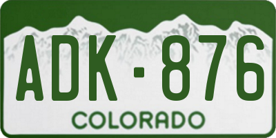 CO license plate ADK876