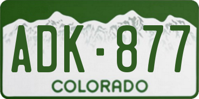 CO license plate ADK877