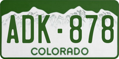 CO license plate ADK878