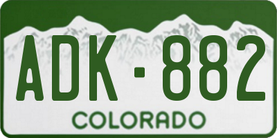 CO license plate ADK882