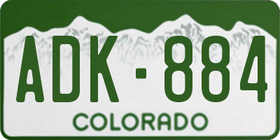 CO license plate ADK884