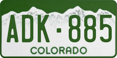 CO license plate ADK885