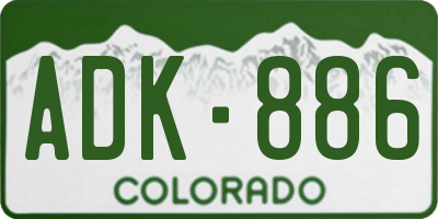 CO license plate ADK886