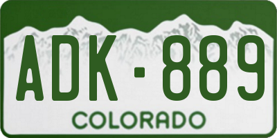 CO license plate ADK889