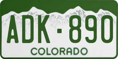 CO license plate ADK890