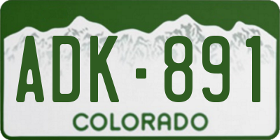 CO license plate ADK891
