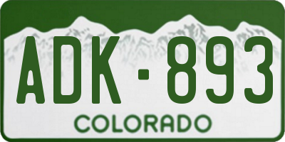 CO license plate ADK893