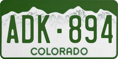 CO license plate ADK894