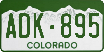 CO license plate ADK895