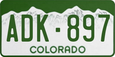 CO license plate ADK897