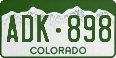 CO license plate ADK898