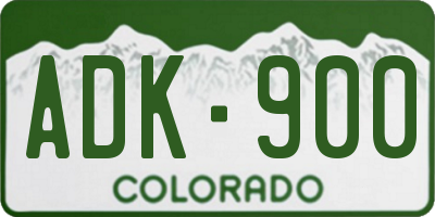 CO license plate ADK900