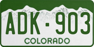 CO license plate ADK903