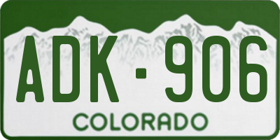 CO license plate ADK906