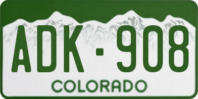 CO license plate ADK908
