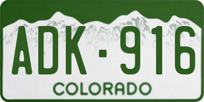 CO license plate ADK916