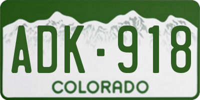 CO license plate ADK918