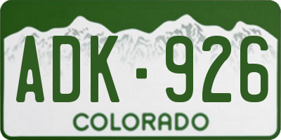 CO license plate ADK926