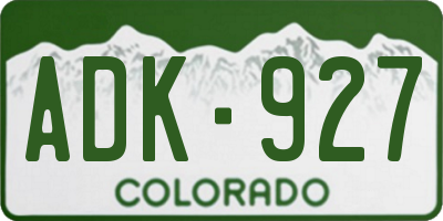 CO license plate ADK927