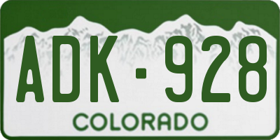 CO license plate ADK928